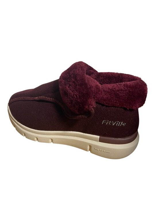 Fitville Shoes - FitVille Womens EasyTop Diabetic Winter Boots V3 Burgundy Size 10EW